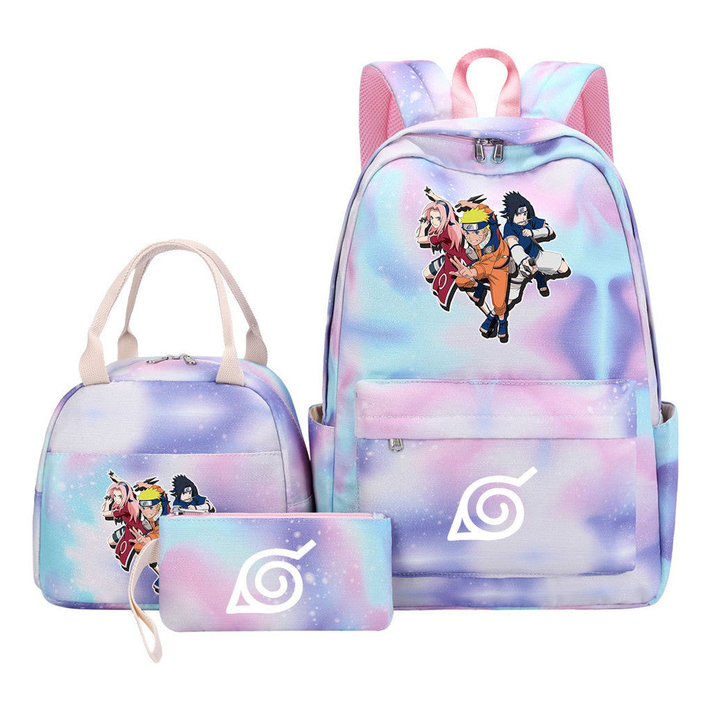 Naruto Student Girl Backpack Lunch Bag Three Piece Set Backpack Set
