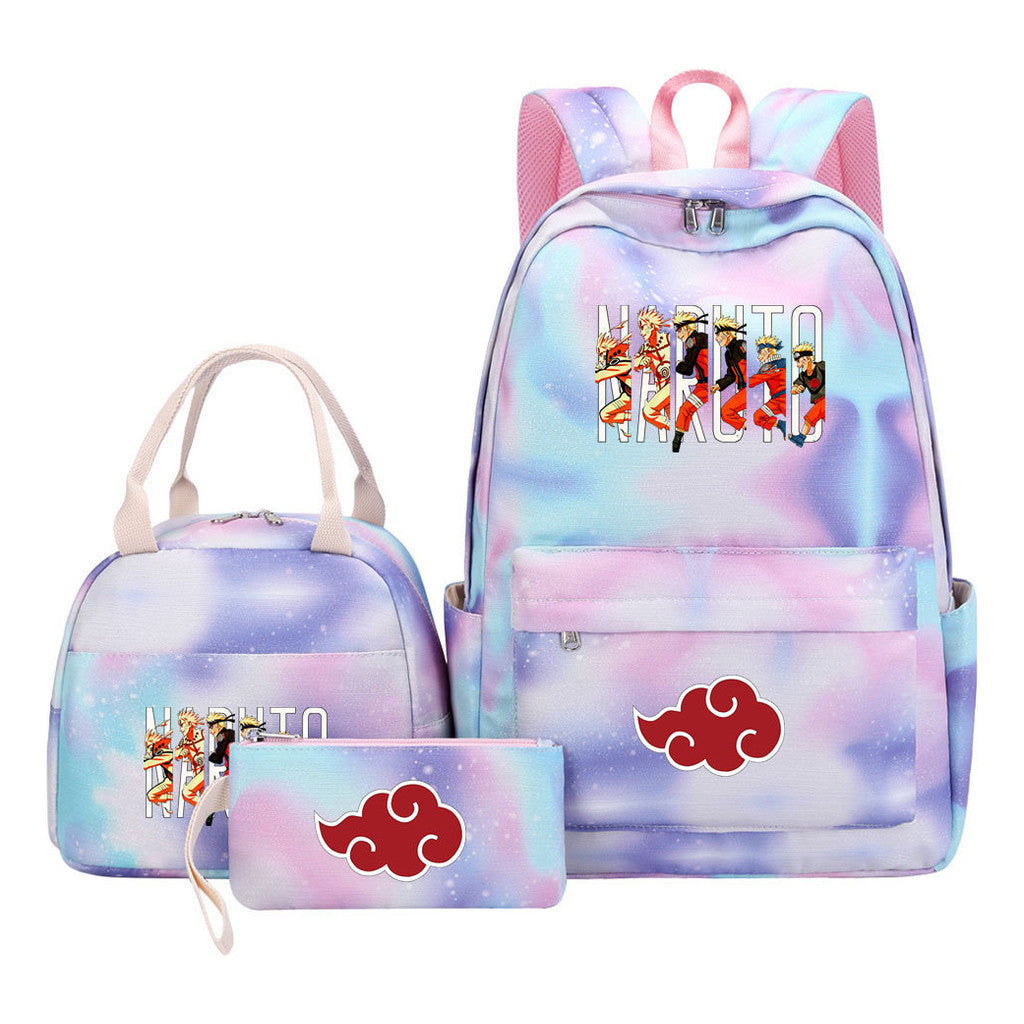 Naruto Teenage Student Girls School Bag Lunch Bag Three Piece Set Backpack Set