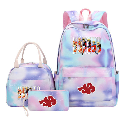 Naruto Teenage Student Girls School Bag Lunch Bag Three Piece Set Backpack Set