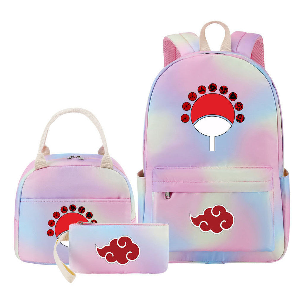 Naruto Teenage Student Girls School Bag Lunch Bag Three Piece Set Backpack Set