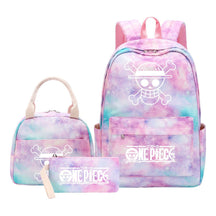 Cartoon Pirate King Youth Student Girls School Bag Lunch Bag Three Piece Set Backpack Set