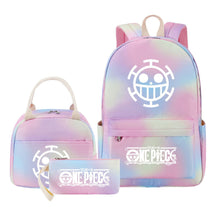 Cartoon Pirate King Youth Student Girls School Bag Lunch Bag Three Piece Set Backpack Set