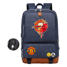 Football Star Cristiano Ronaldo Printed Usb Youth Student Backpack For Leisure Travel Backpack