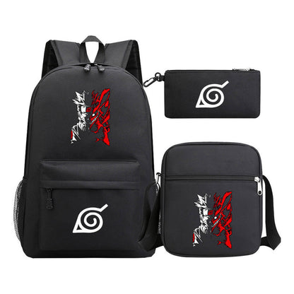 Anime Naruto Starry Sky Student School Bag Three Piece Set Backpack Set