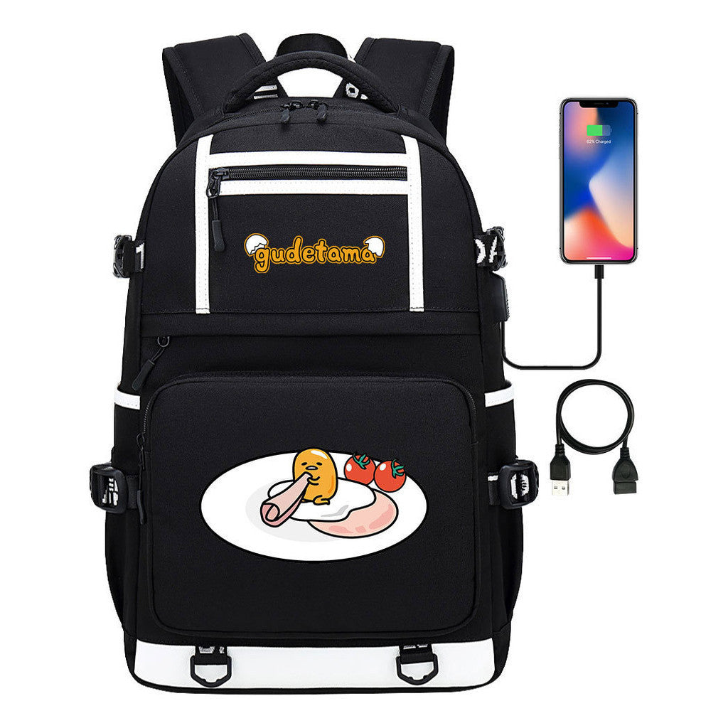 Cartoon Cartoon Lazy Egg Usb Student Backpack Backpack Leisure Travel Bag