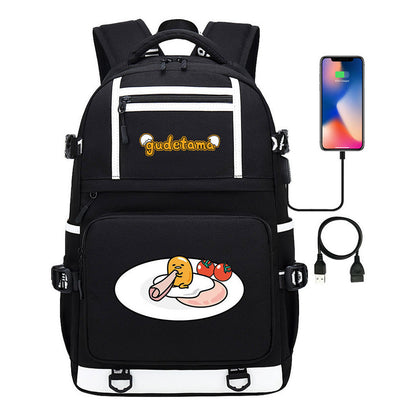 Cartoon Cartoon Lazy Egg Usb Student Backpack Backpack Leisure Travel Bag