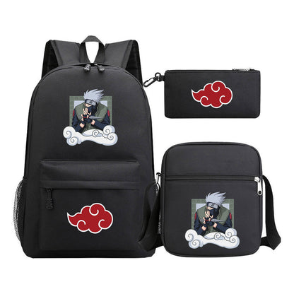 Anime Naruto Starry Sky Youth School Bag Three Piece Set For Boys And Girls Backpack Set