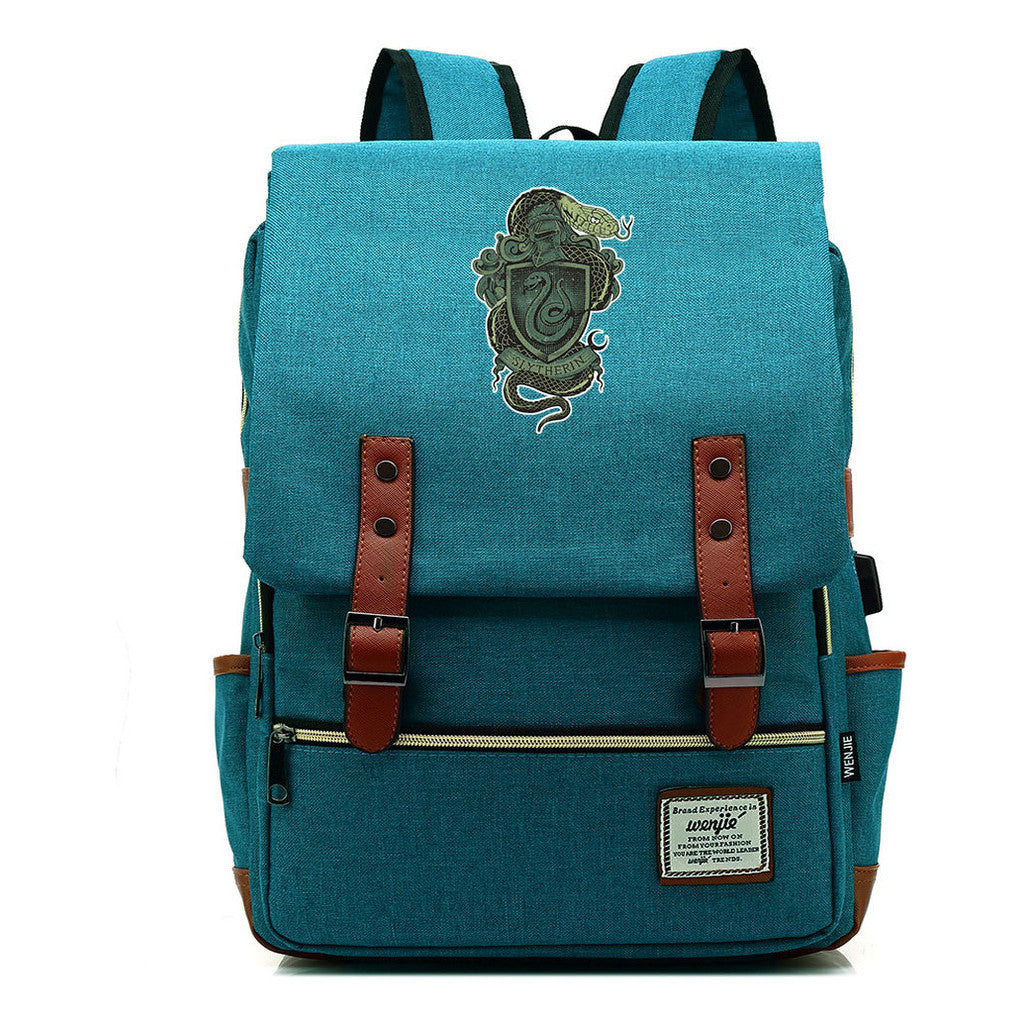 School Of Witchcraft And Wizardry Youth Student Backpack Usb Leisure Belt Buckle Backpack