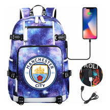 Sports Football Star Usb Printed Youth Student Backpack Leisure Travel Backpack