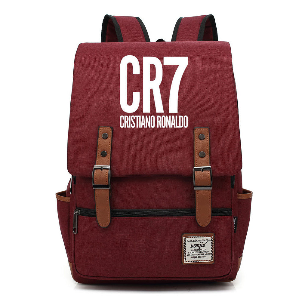 Football Star Cristiano Ronaldo Printed Backpack For Men And Women With Casual Belt Buckle Classic Backpack