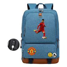 Football Star Cristiano Ronaldo Printed Usb Youth Student Backpack For Boys And Girls Leisure Travel Backpack