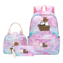 Cartoon Cute Three Cheap Bears Youth Student Girls School Bag Lunch Bag Three Piece Set Backpack Set