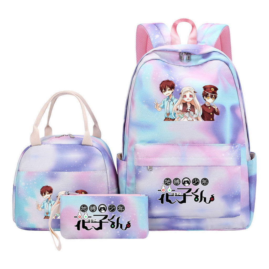 Ground Bound Youth Huazijun Student Girls School Bag Lunch Bag Three Piece Set Backpack Set