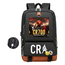 Football Star Cristiano Ronaldo Printed Usb Student Backpack For Leisure Travel Backpack