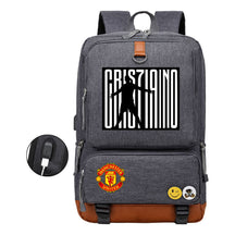 Football Star Cristiano Ronaldo Printed Usb Youth Backpack For Leisure Travel Backpack