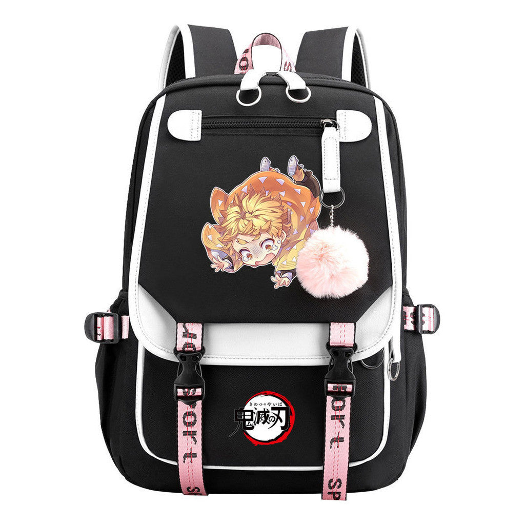 Japanese Cartoon Fashion Usb Student Backpack Casual Woven Flap Backpack