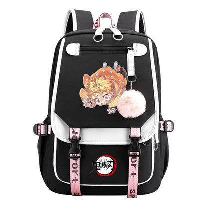 Japanese Cartoon Fashion Usb Student Backpack Casual Woven Flap Backpack