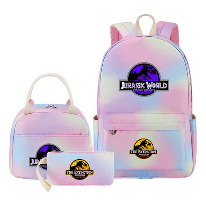 Jurassic Park Dinosaur Youth School Bag Lunch Bag Three Piece Set Backpack Set