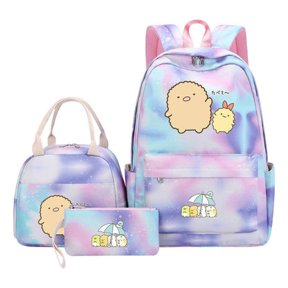 Game Corner Biology Youth School Bag Lunch Bag Three Piece Set Backpack Set