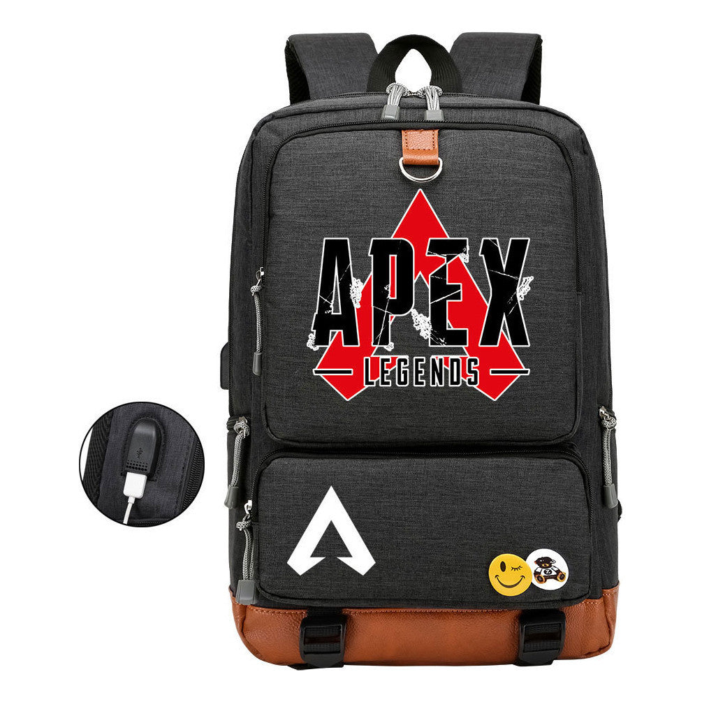Apex Hero Print Usb Student Backpack Casual Backpack