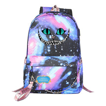Cheshire Cat Alice's Adventure In Wonderland Youth School Bag Men's And Women's Leisure Weaving Strap Backpack