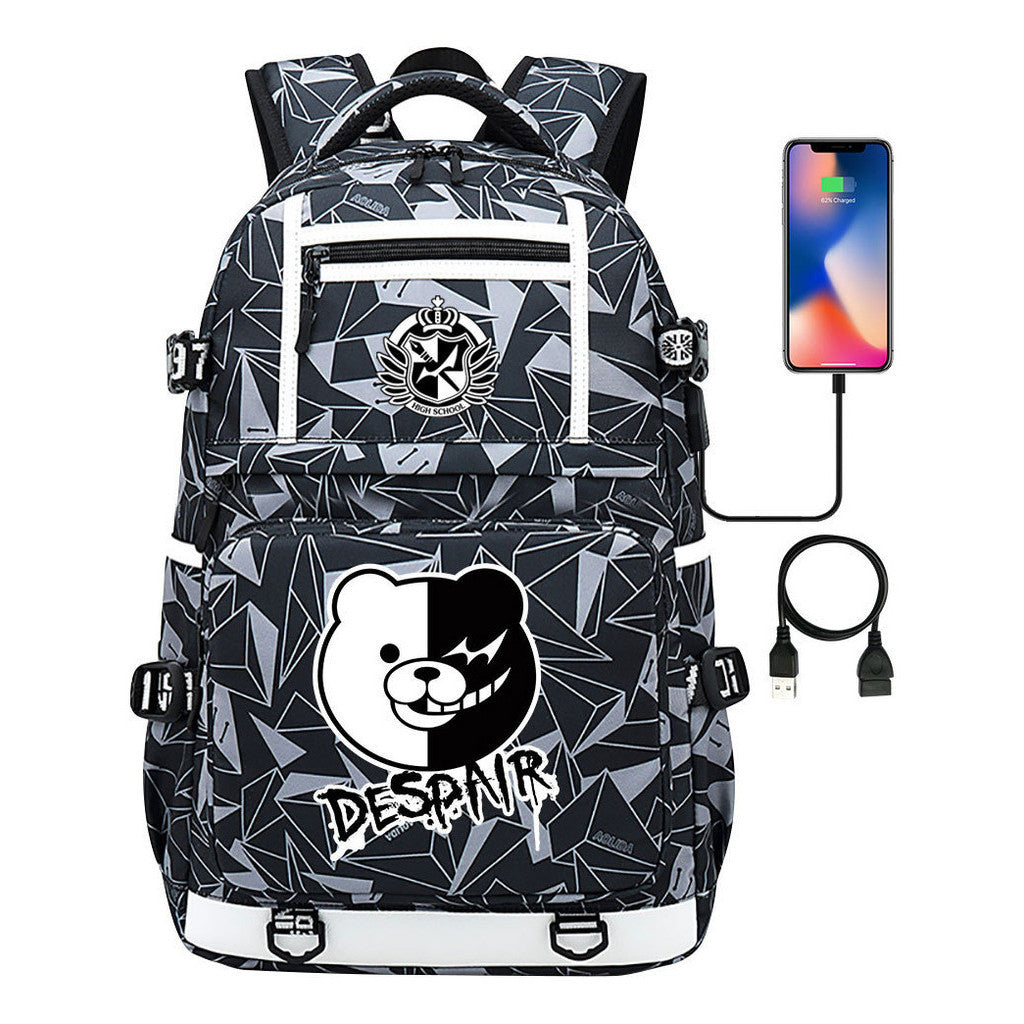 Cartoon Cartoon Printed Usb Youth Student Backpack Men's And Women's Backpack Leisure Travel Backpack