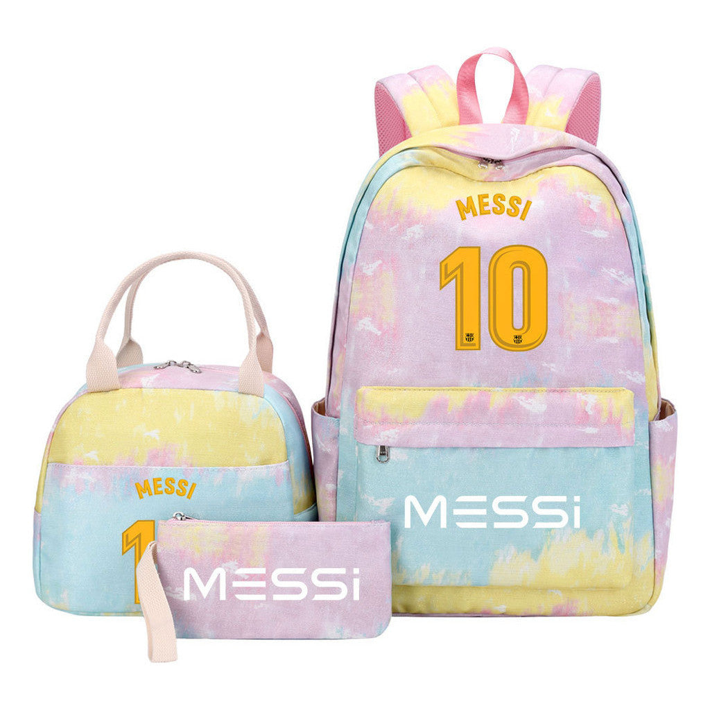 Sports Football Stars, Teenagers, Students, Girls, Backpacks, Lunch Bags, 3-piece Backpack Set