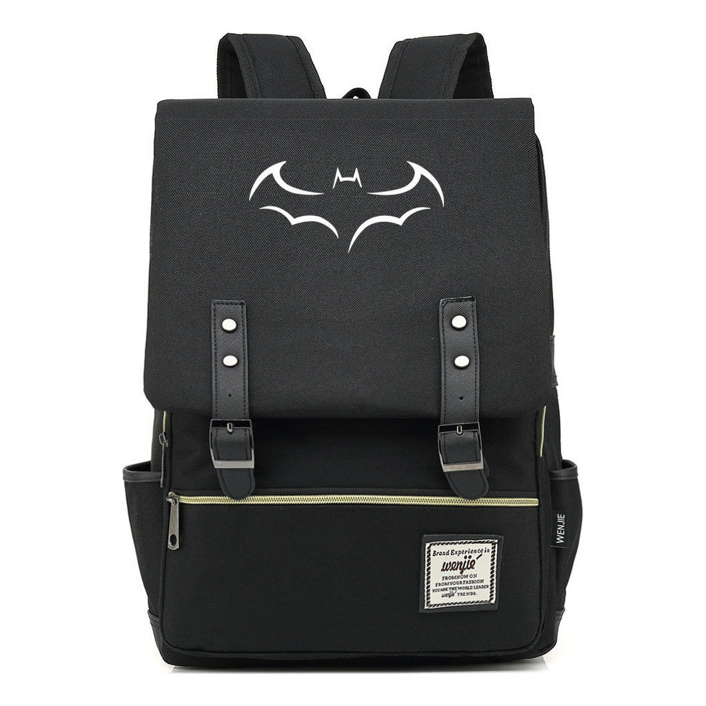 Superhero Batman Print Youth Student Backpack Casual Belt Buckle Classic Backpack