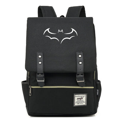 Superhero Batman Print Youth Student Backpack Casual Belt Buckle Classic Backpack
