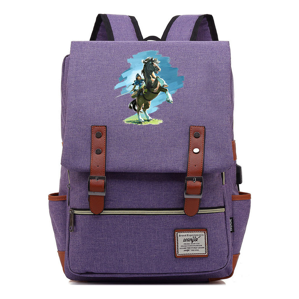 Game Zelda Kingdom Tears Print Youth Student Backpack Usb Casual Backpack