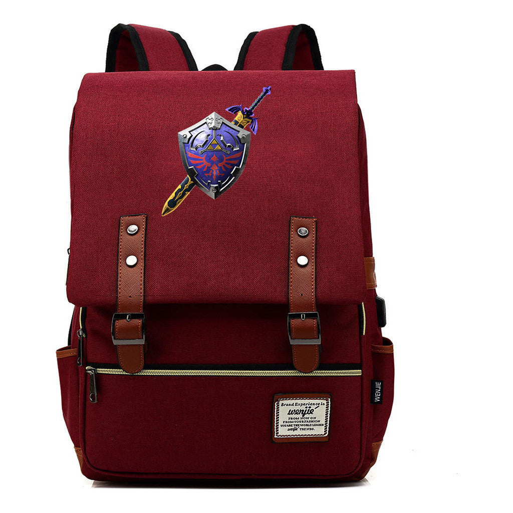 Printed Youth Student Backpack Usb Men's And Women's Casual Backpack