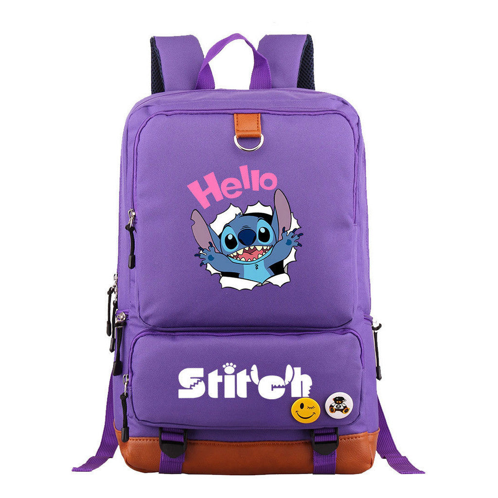 Anime Star Baby Stitch Printed Youth Student School Bag Travel Bag Backpack Travel Backpack