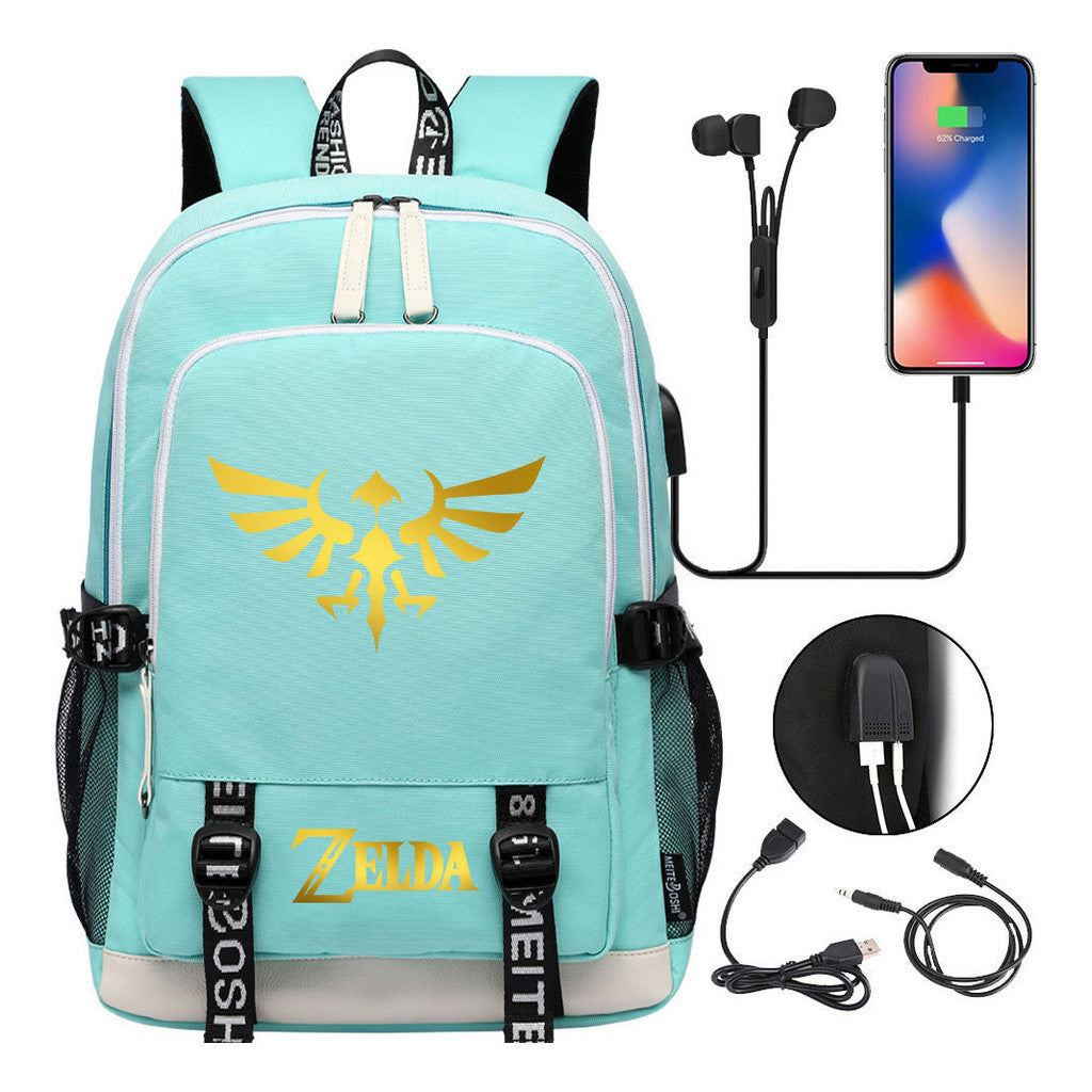 Golden Usb Youth Student Backpack For Leisure Sports Backpack