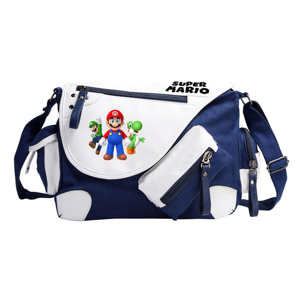 Super Mario Youth Student School Bag Canvas Shoulder Bag Casual Straddle Backpack