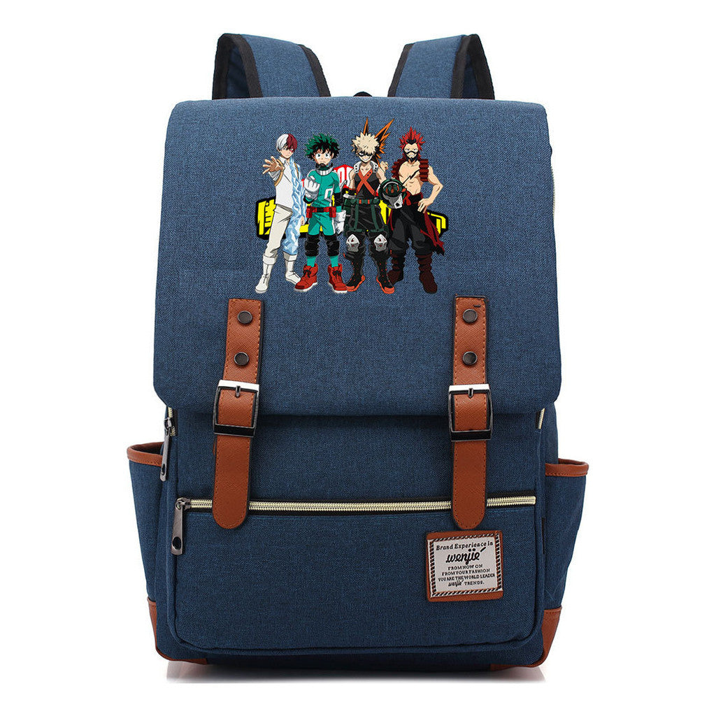Anime My Heroes Academy Printed Youth Student Backpack Men's And Women's Leisure Belt Buckle Classic Backpack