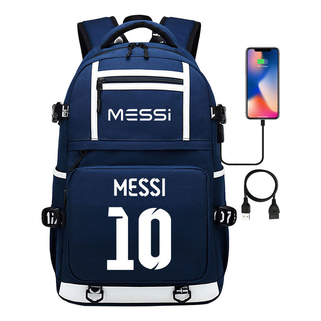 Sports Football Star Printed Usb Youth Student Backpack, Men's And Women's Backpack, Leisure Travel Bag