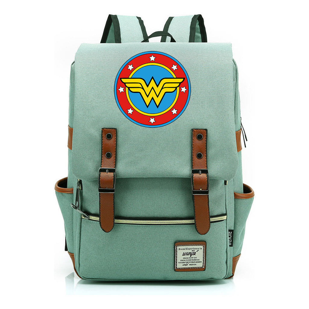 Anime Wonder Woman Printed Youth Student School Bag Men's And Women's Leisure Belt Buckle Backpack