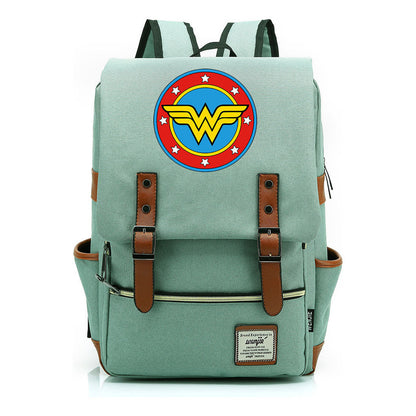 Anime Wonder Woman Printed Youth Student School Bag Men's And Women's Leisure Belt Buckle Backpack