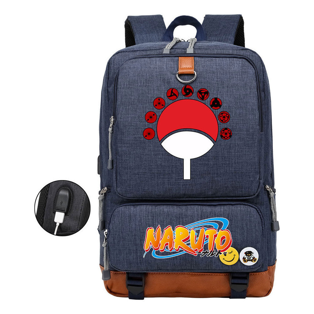 Naruto Print Usb Youth Student Backpack For Men And Women Leisure Travel Backpack