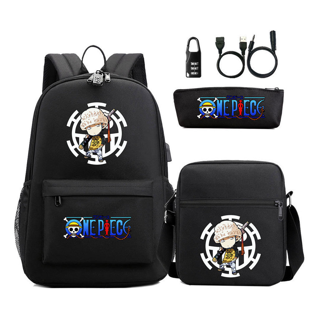 Usb Password Lock Student Backpack Three Piece Set Backpack Set