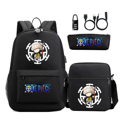 Usb Password Lock Student Backpack Three Piece Set Backpack Set