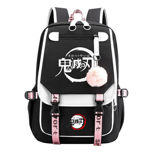 Japanese Cartoon Fashion Usb Youth Student Backpack With Casual Woven Strap Flip Back Backpack