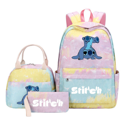 Interstellar Baby Stitch Youth Student Girls School Bag Lunch Bag Three Piece Set Backpack Set