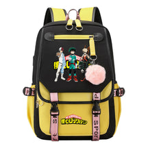 My Heroes Academy Usb Youth Student Backpack With Casual Woven Strap Flip Back Backpack