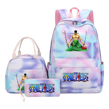 Cartoon Manga Pirate Wang Qing Student Girls School Bag Lunch Bag Three Piece Set Backpack Set