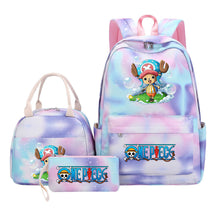 Cartoon Pirate King Youth Student Girls School Bag Lunch Bag Three Piece Set Backpack Set