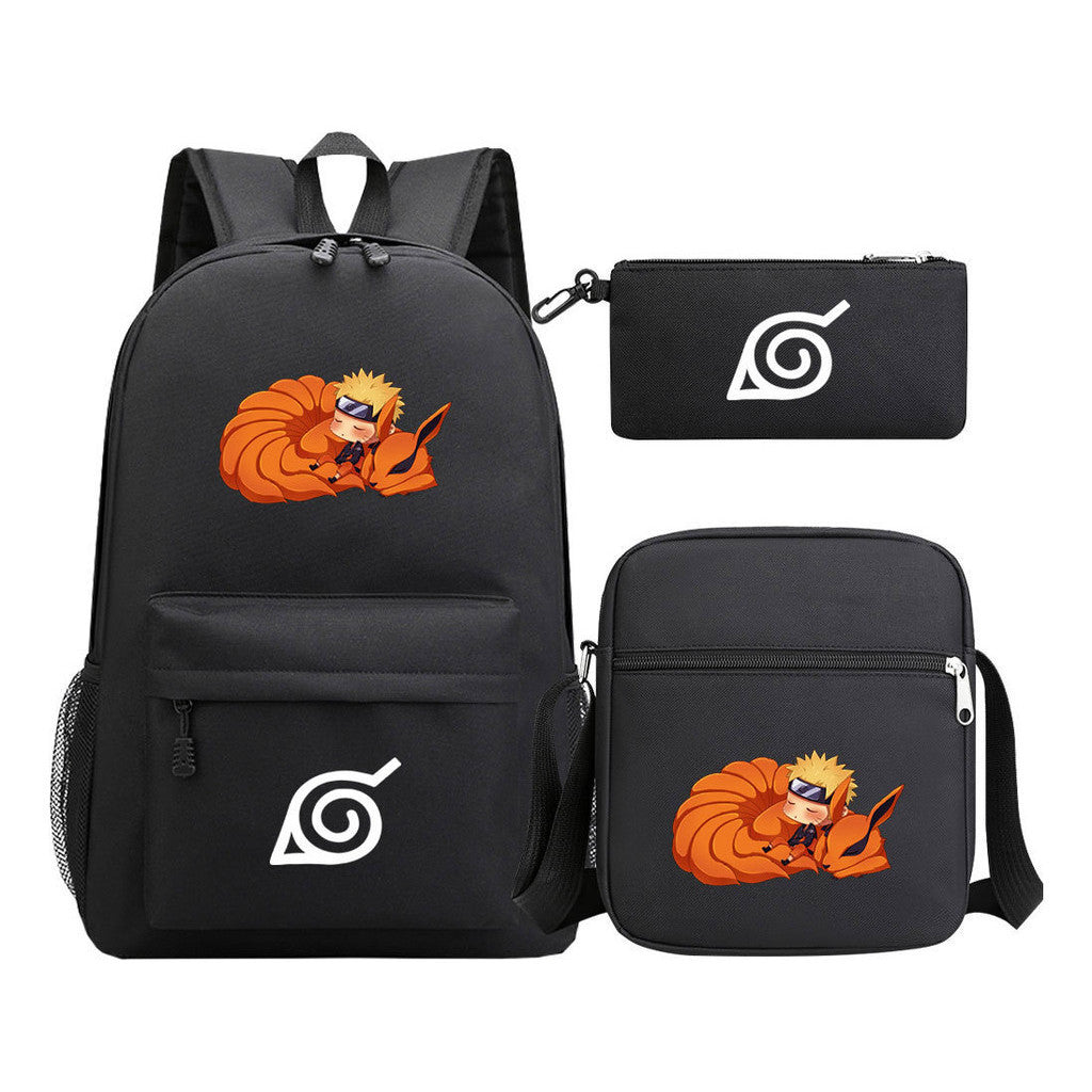 Anime Naruto Starry Sky Student School Bag Three Piece Set Backpack Set