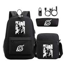 Naruto Usb Password Lock Youth Student Backpack Three Piece Set For Men And Women Backpack Set