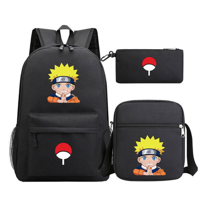 Anime Naruto Starry Sky Youth School Bag Three Piece Set For Men And Women Backpack Set
