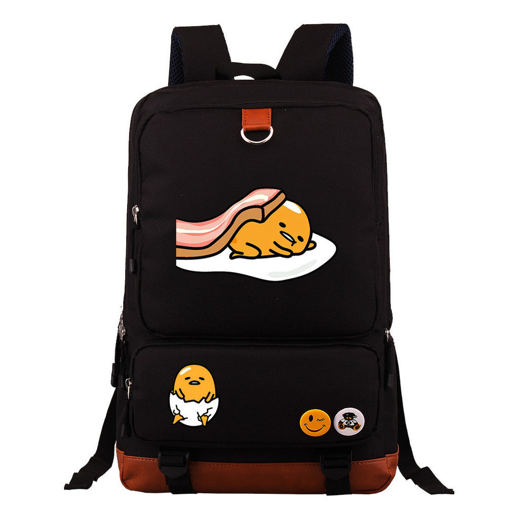 Cartoon Anime Lazy Egg Youth Student Backpack, Large Capacity Travel Bag, Boy's And Girl's Backpack